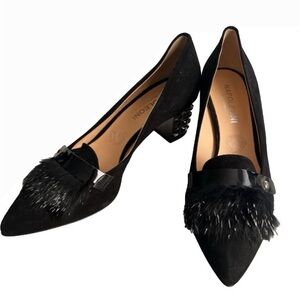 Black Women's Heels with Silver Accents